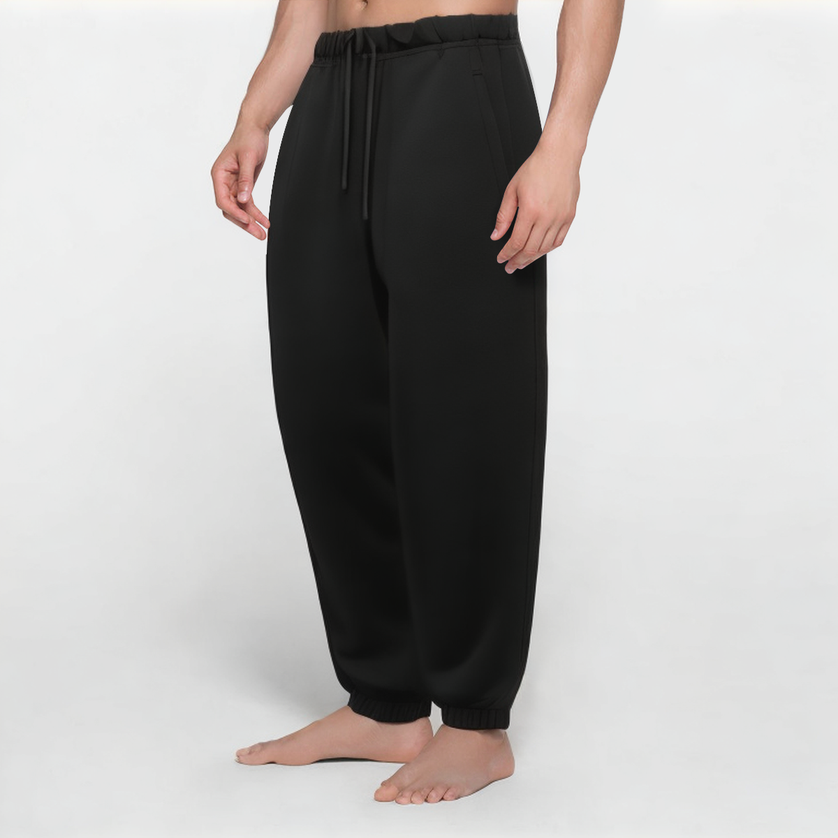 Black breathable men's sports trousers