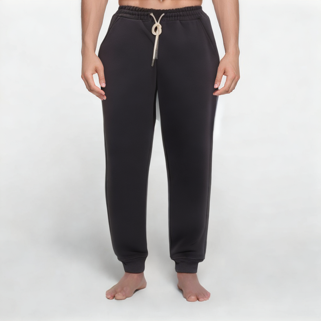 Black slim fit anti-pilling men's sports trousers