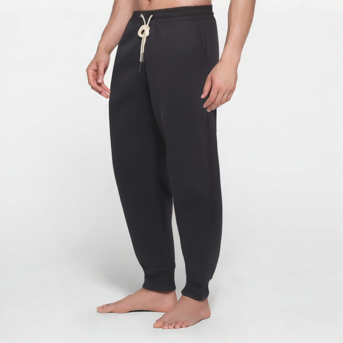 Black slim fit anti-pilling men's sports trousers