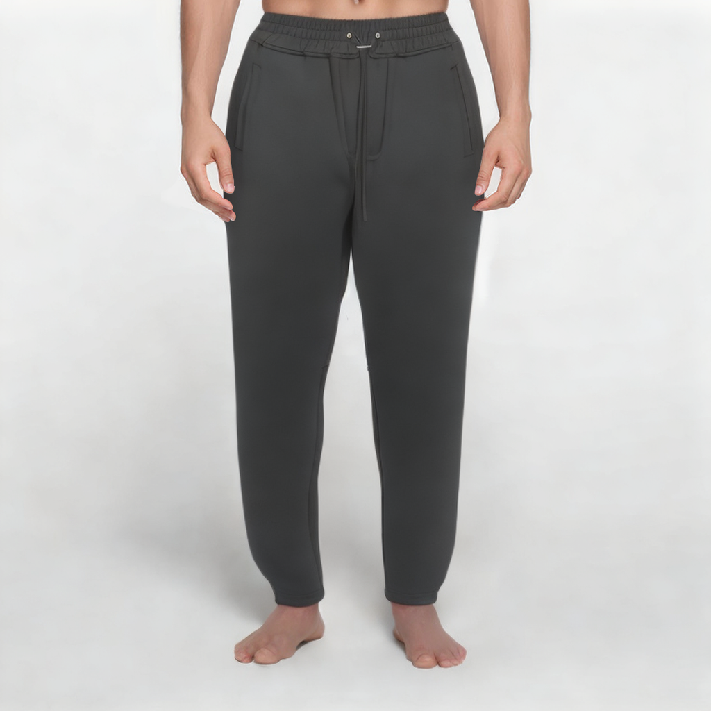 Gray slim fit thickened men's sports trousers