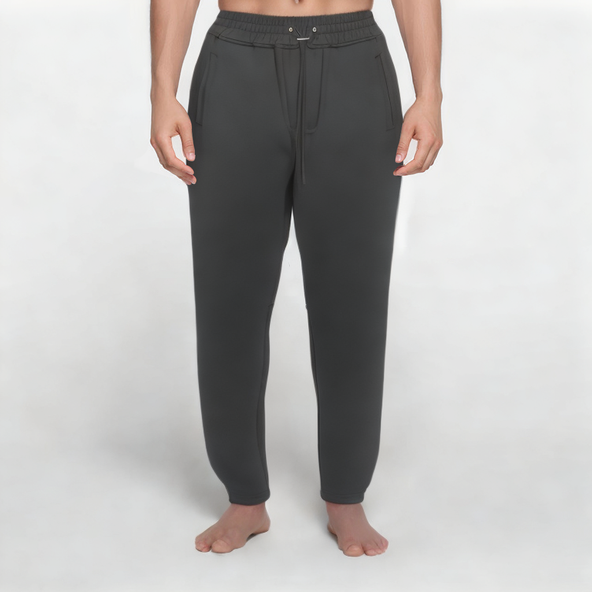 Gray slim fit thickened men's sports trousers