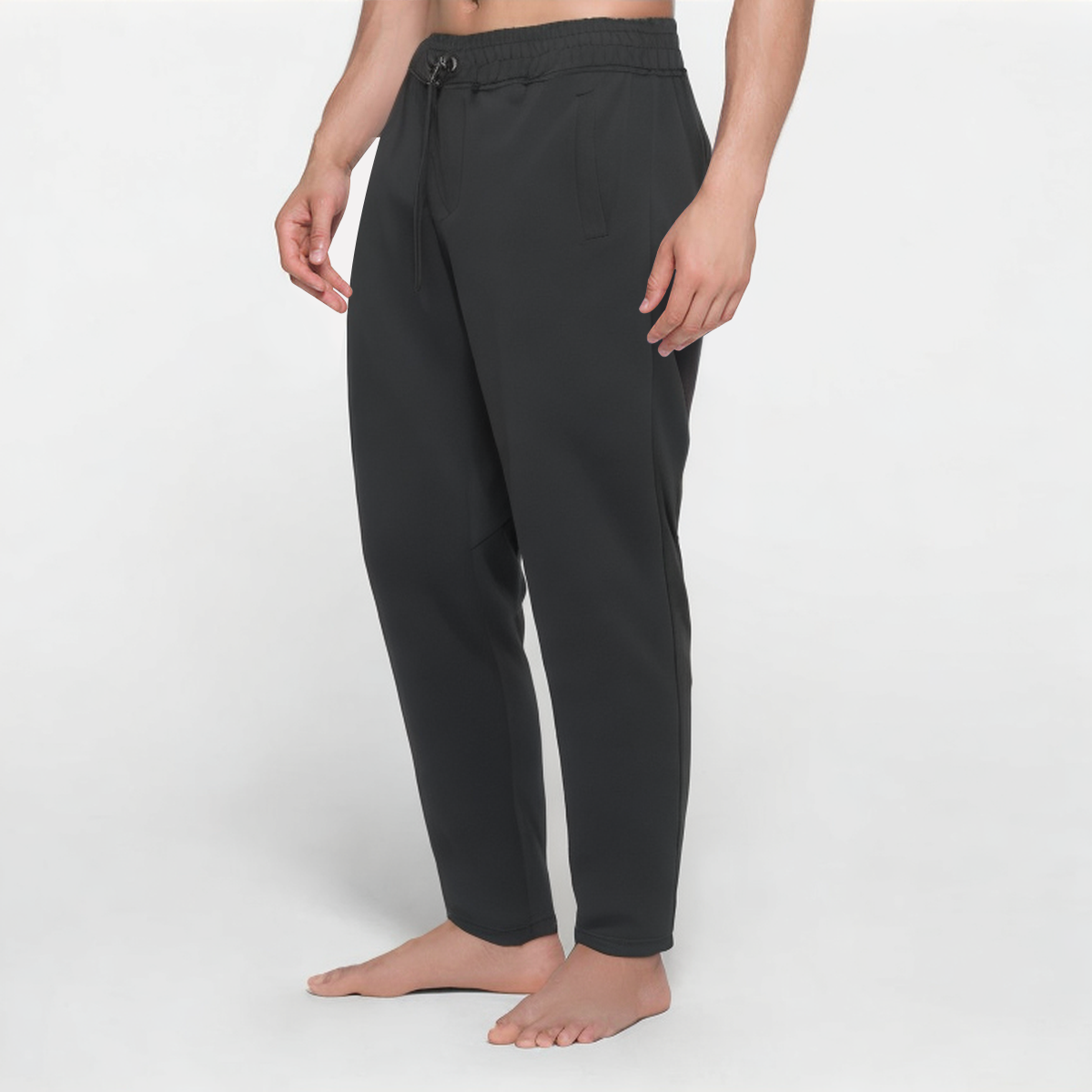 Gray slim fit thickened men's sports trousers