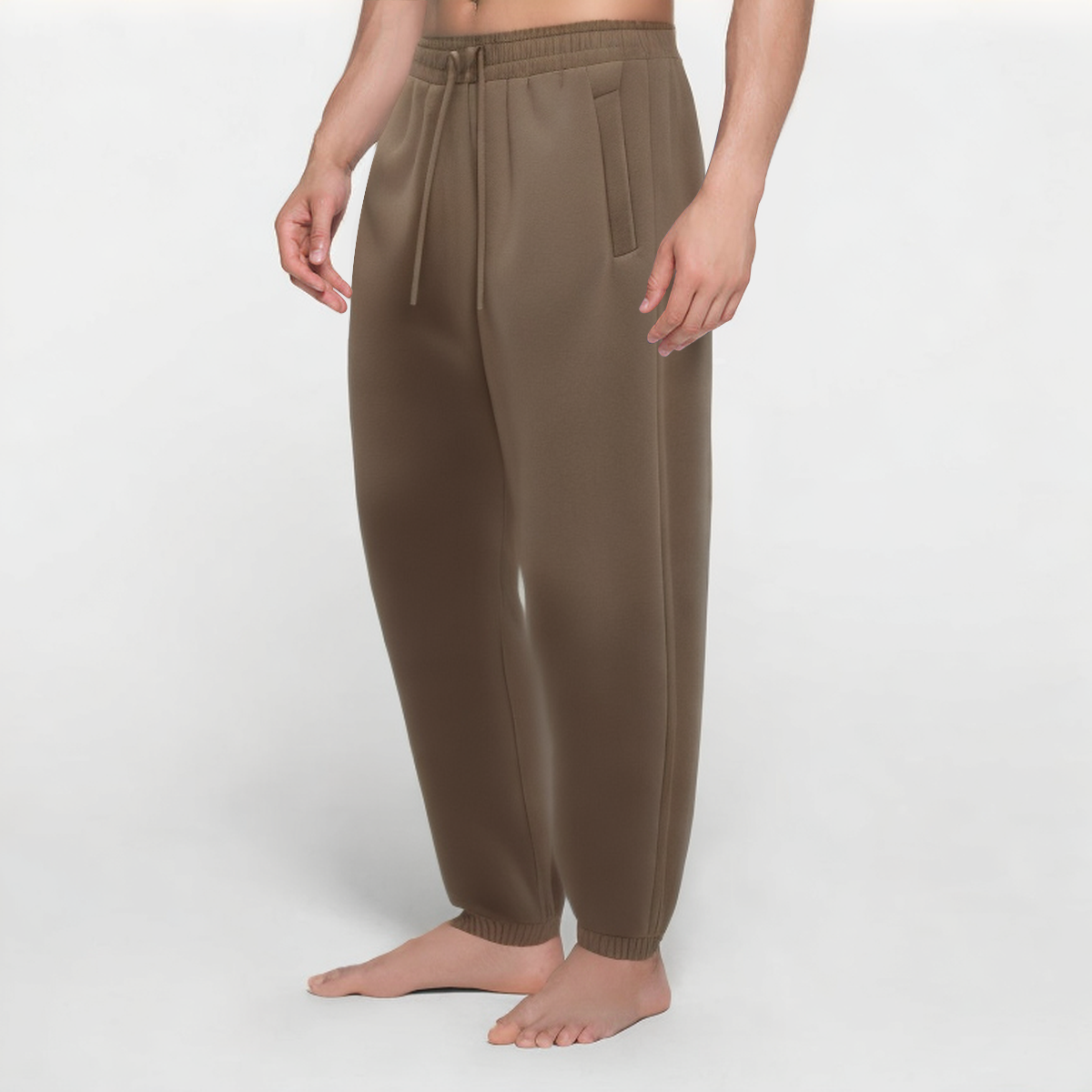 Brown anti-pilling thick men's track pants