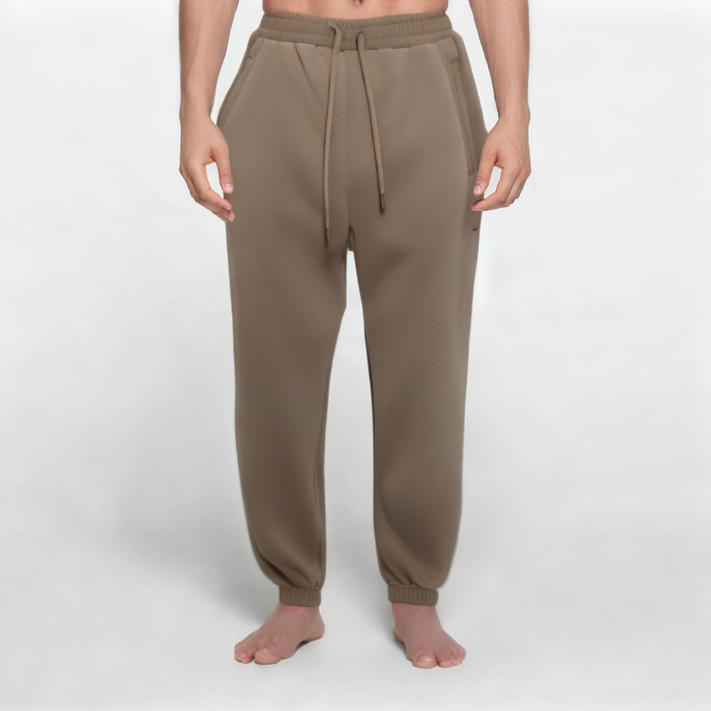 Brown anti-pilling thick men's track pants