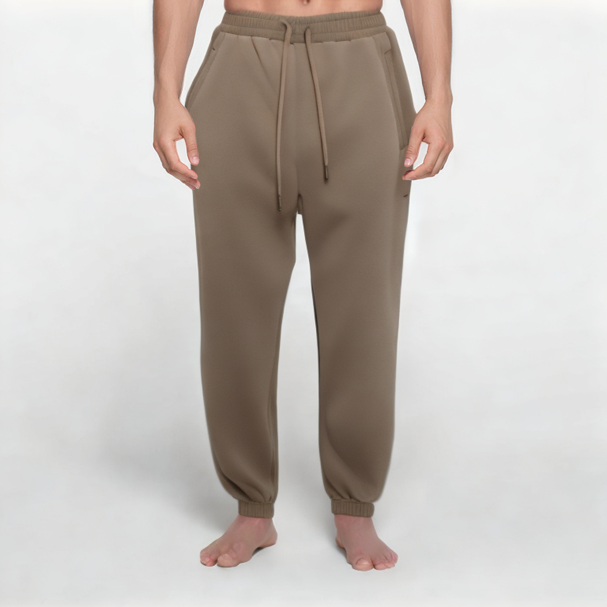 Brown anti-pilling thick men's track pants
