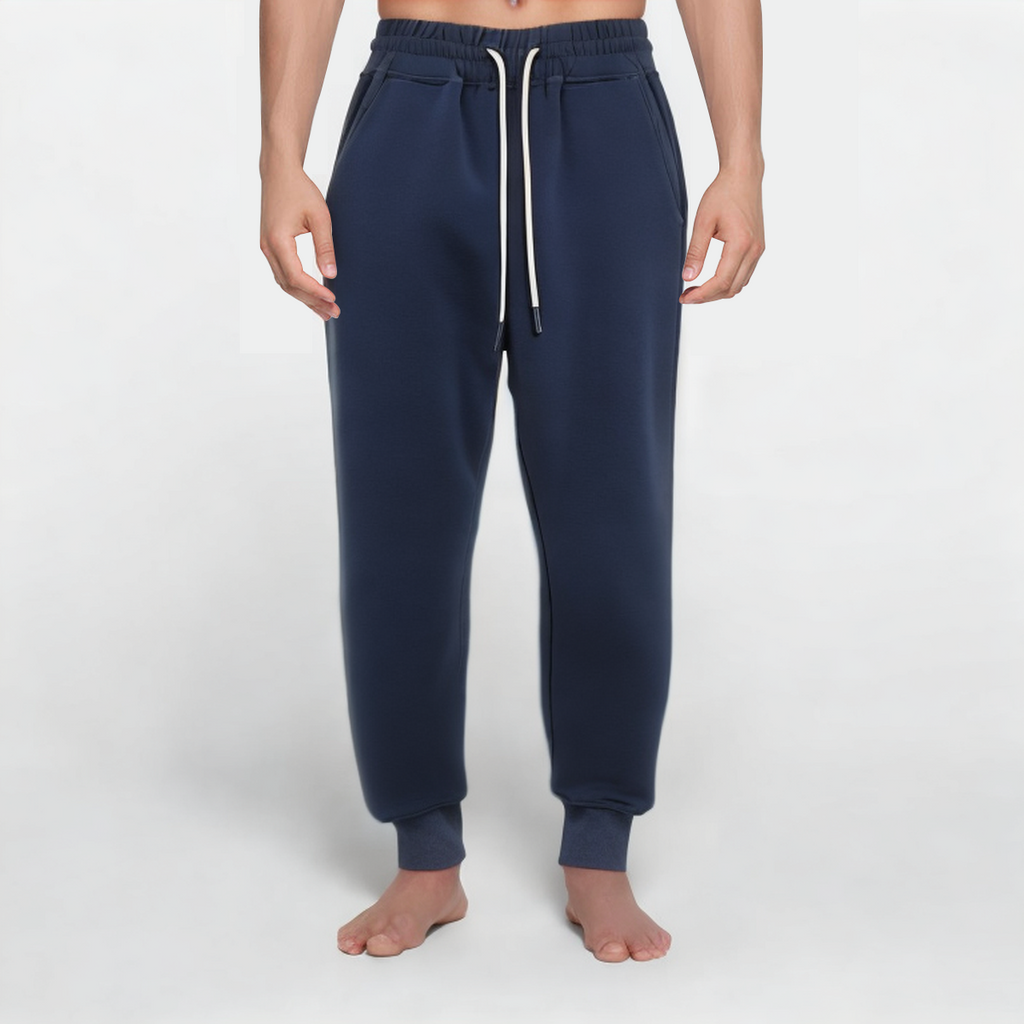 Blue slim fit cotton men's sports trousers