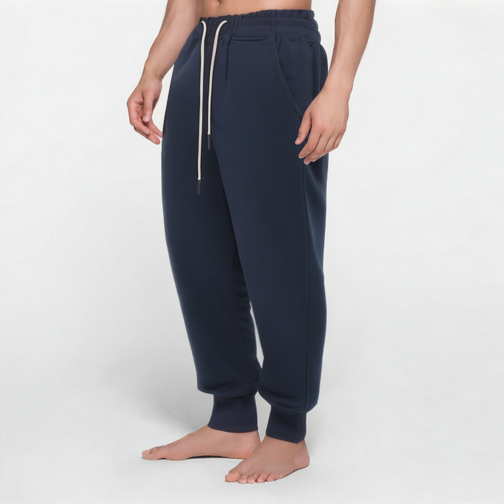 Blue slim fit cotton men's sports trousers