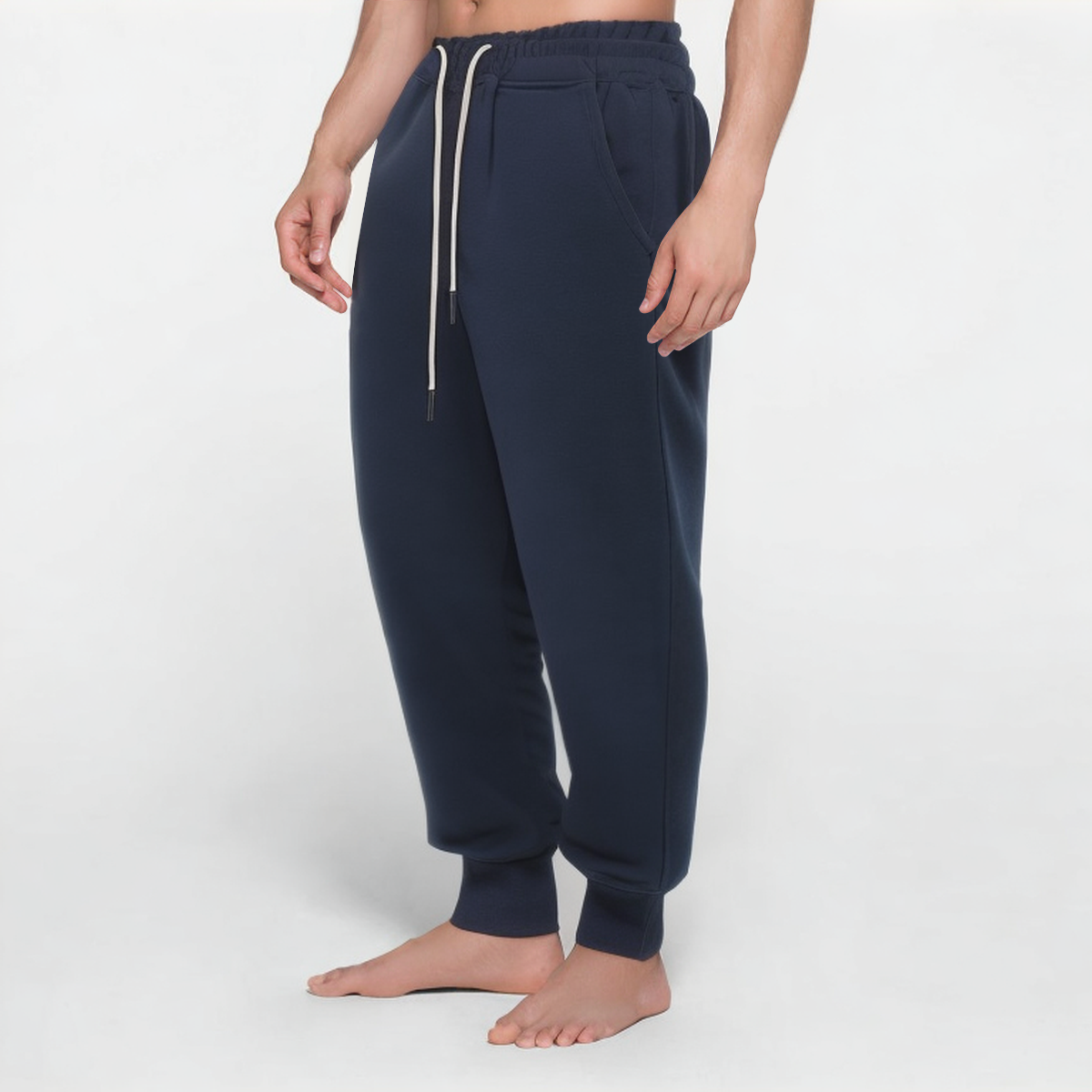 Blue slim fit cotton men's sports trousers