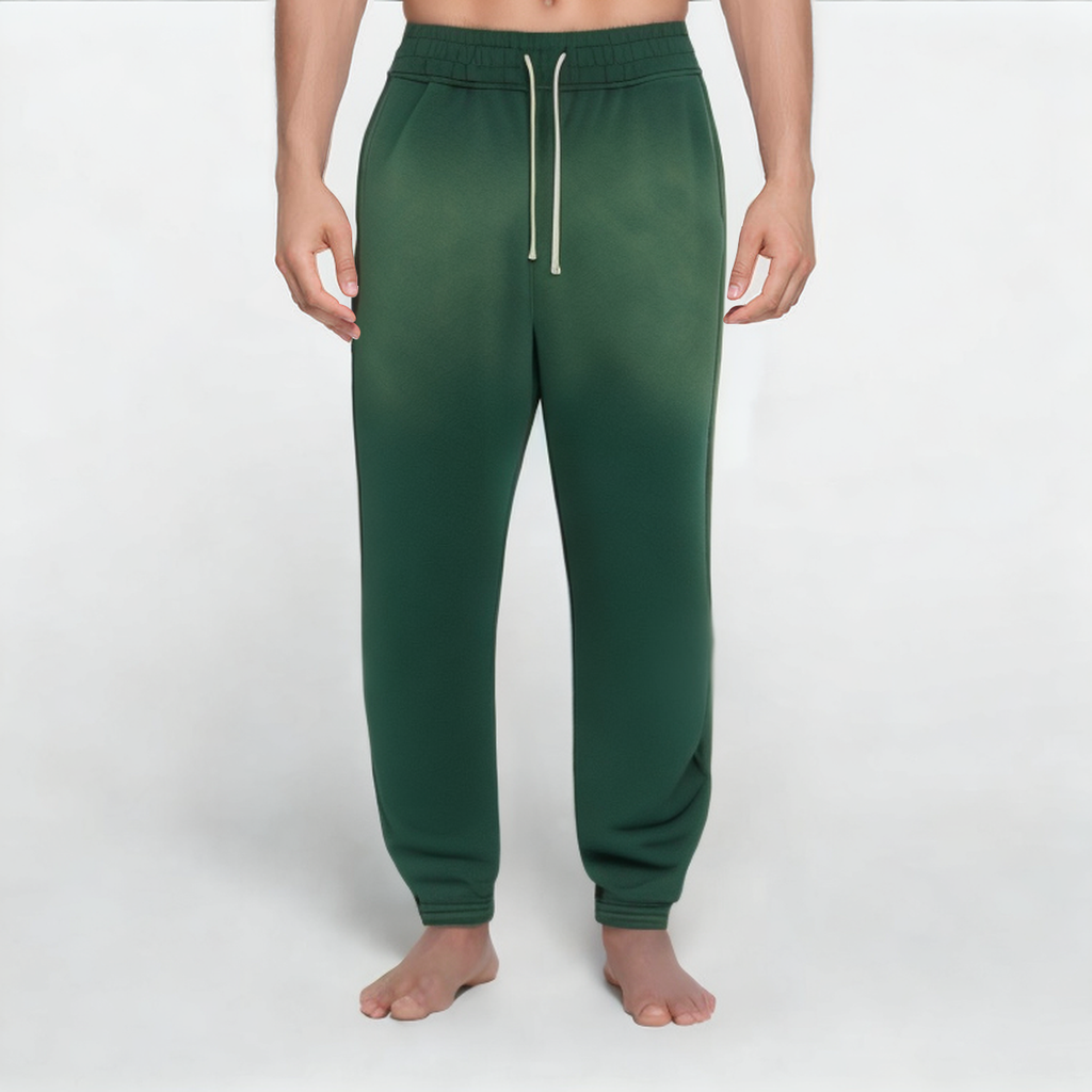 Green retro thickened men's sports trousers