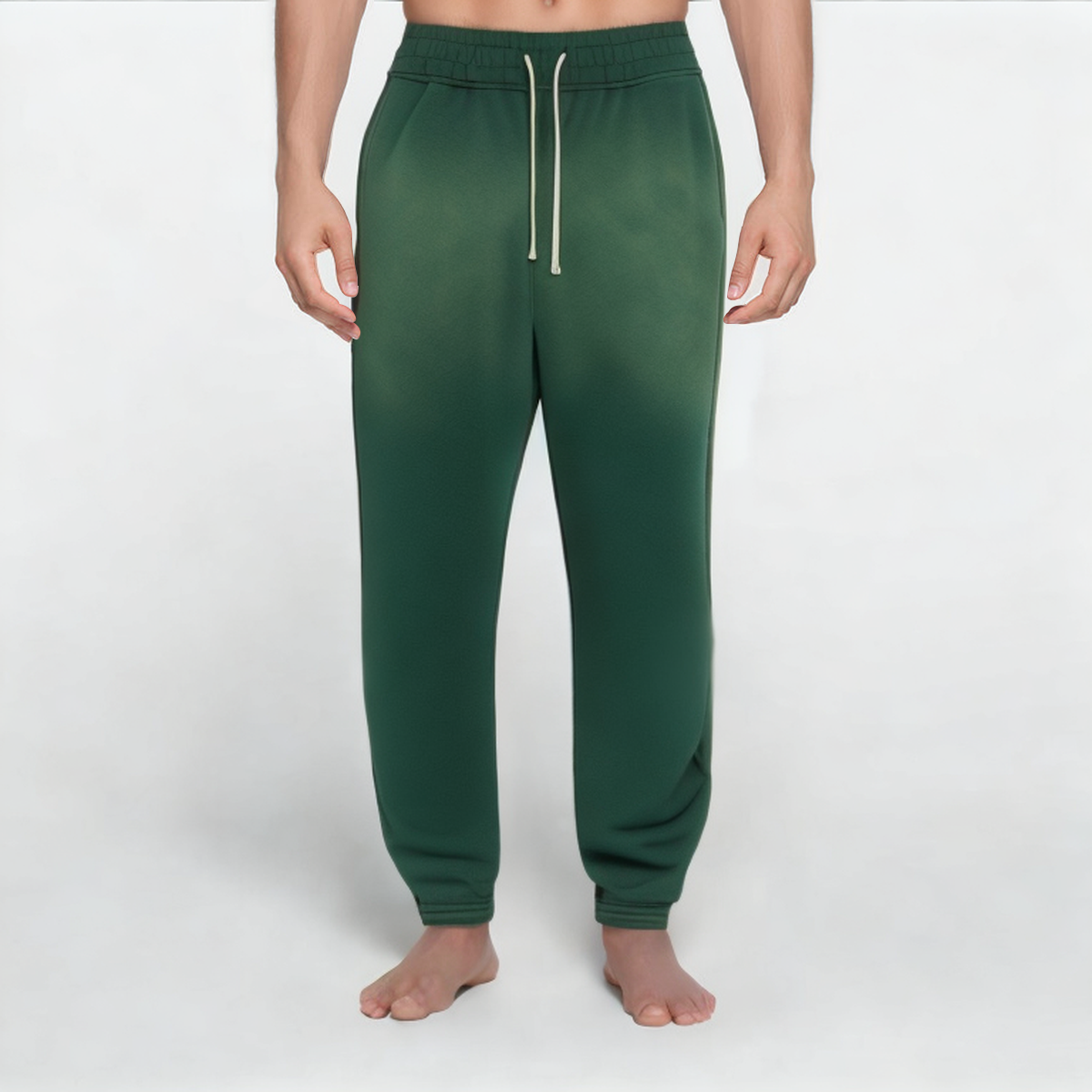 Green retro thickened men's sports trousers