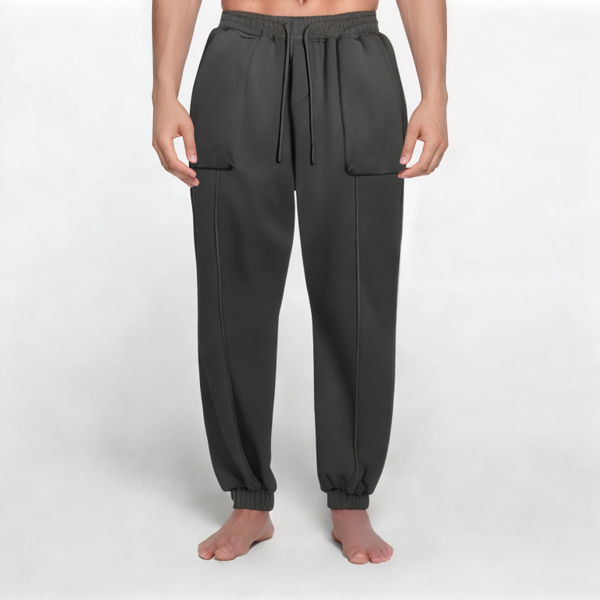 Dark grey thickened men's sports trousers