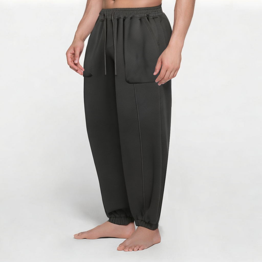 Dark grey thickened men's sports trousers