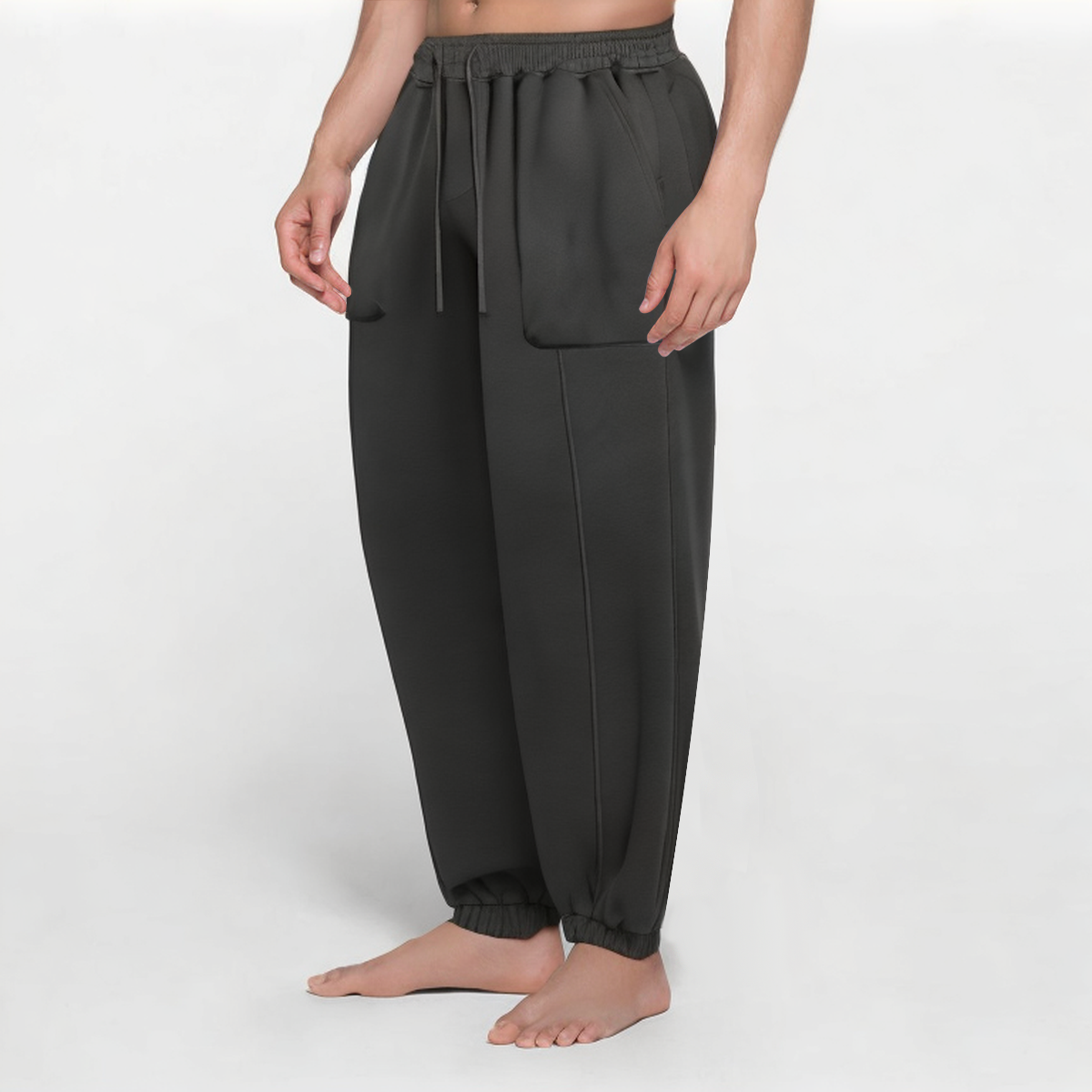 Dark grey thickened men's sports trousers