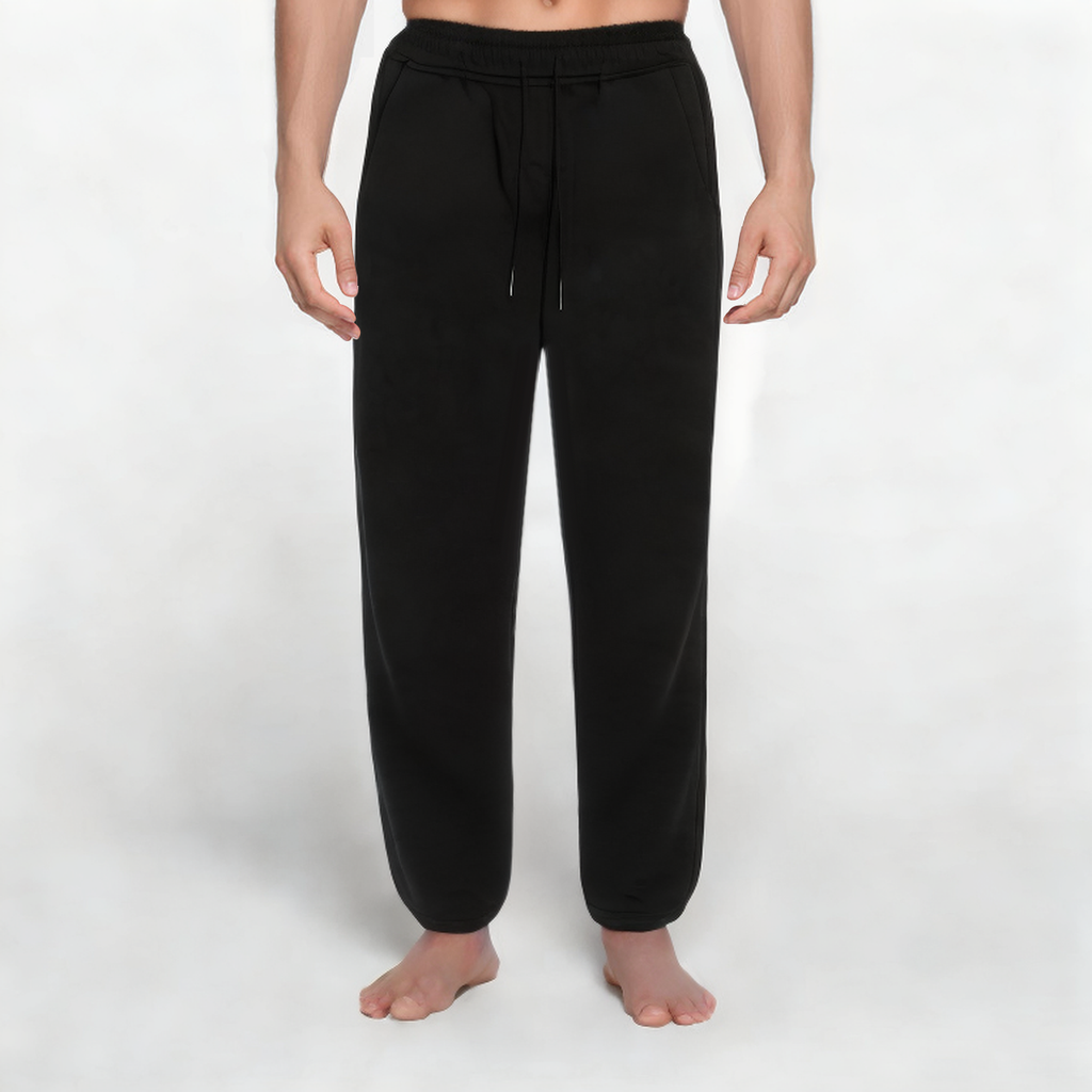 Black straight-leg men's sports trousers