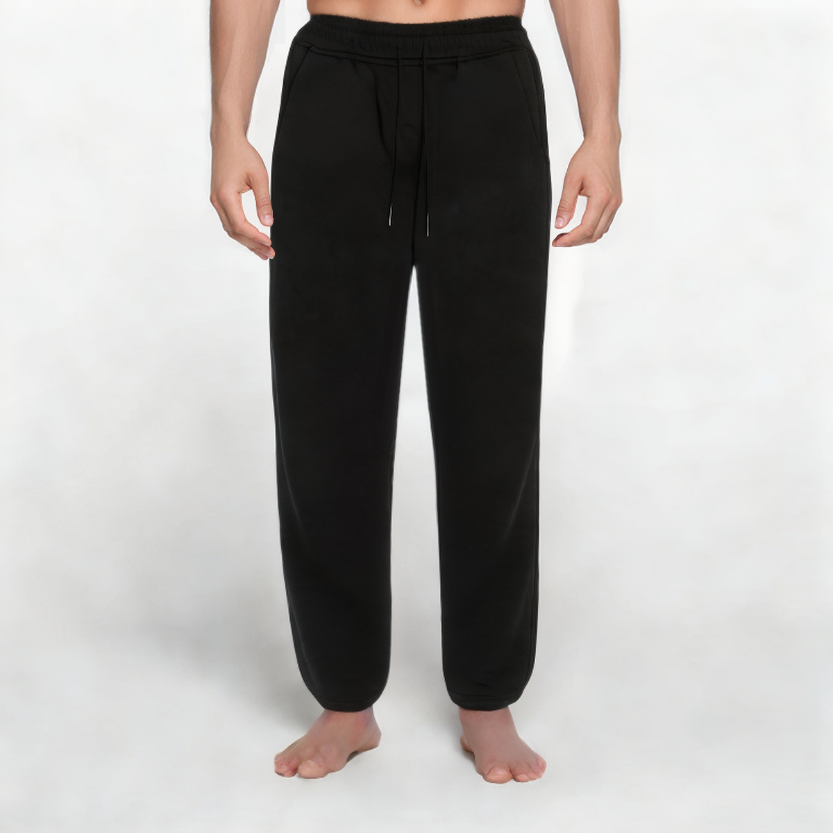 Black straight-leg men's sports trousers