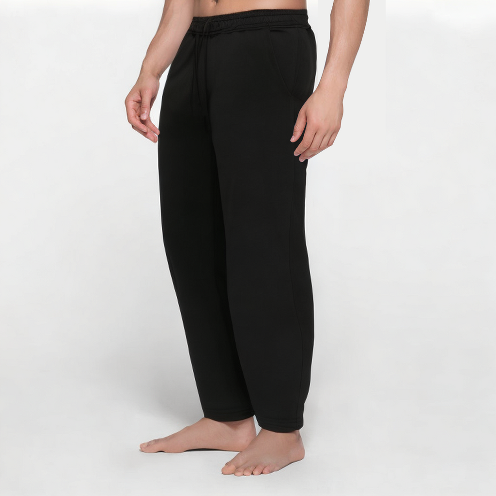 Black straight-leg men's sports trousers