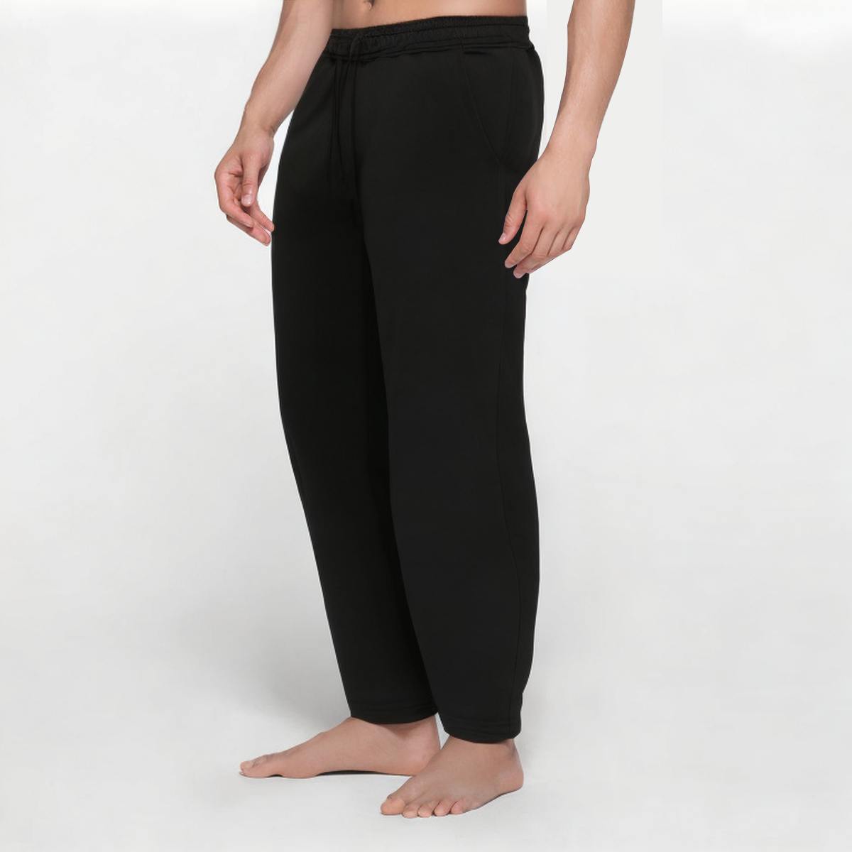 Black straight-leg men's sports trousers