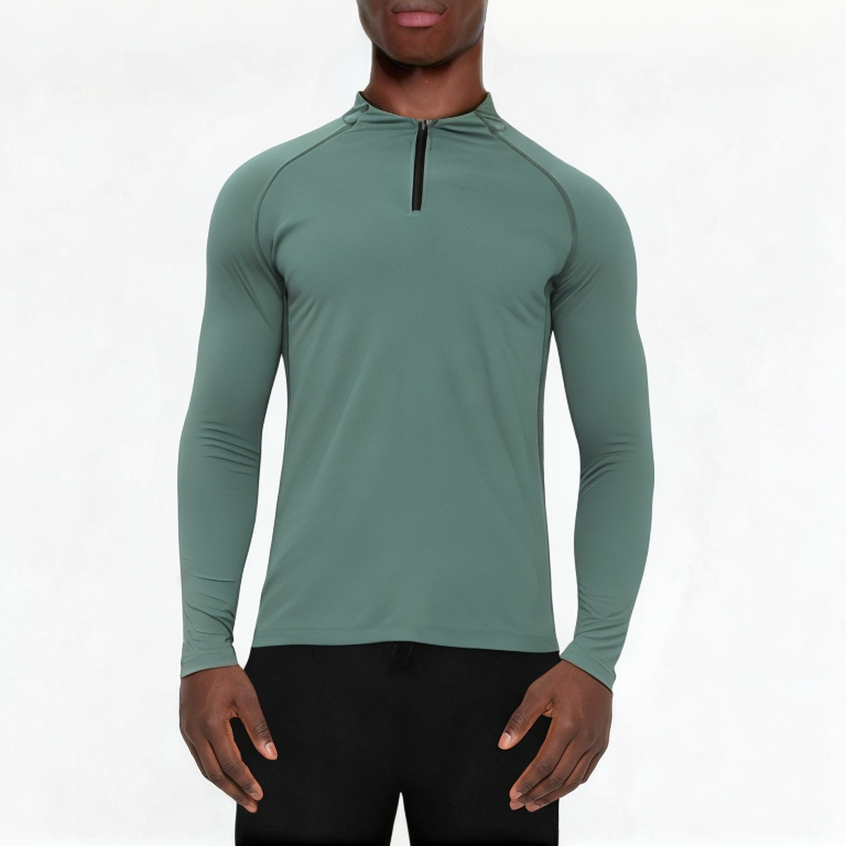 Green quick dry men's 1/4 zip sweatshirt