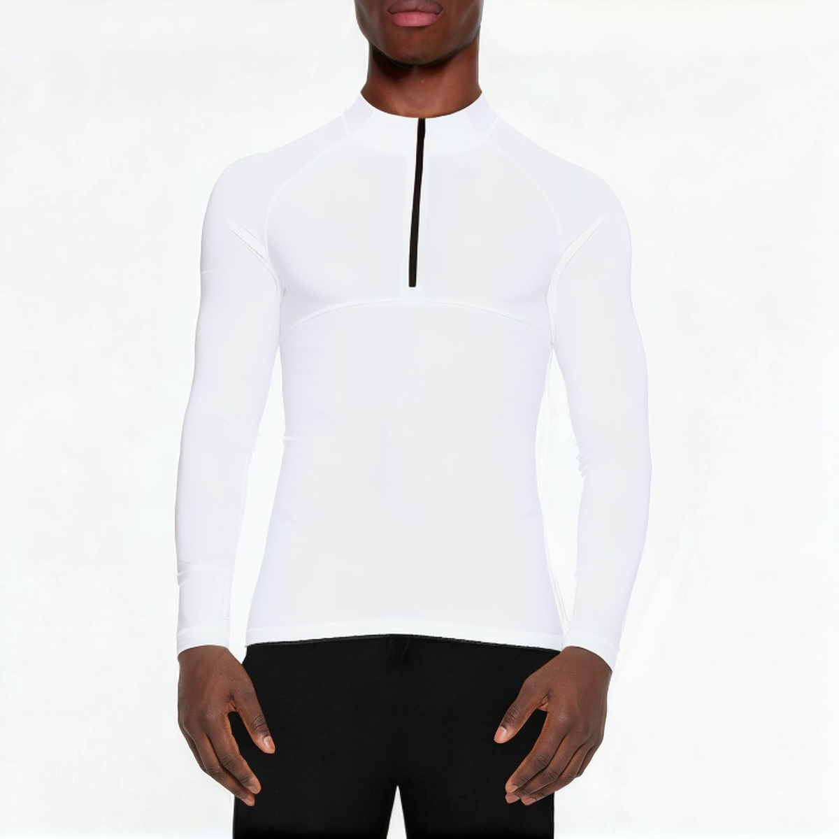 White quick-drying men's 1/4 zip sweatshirt