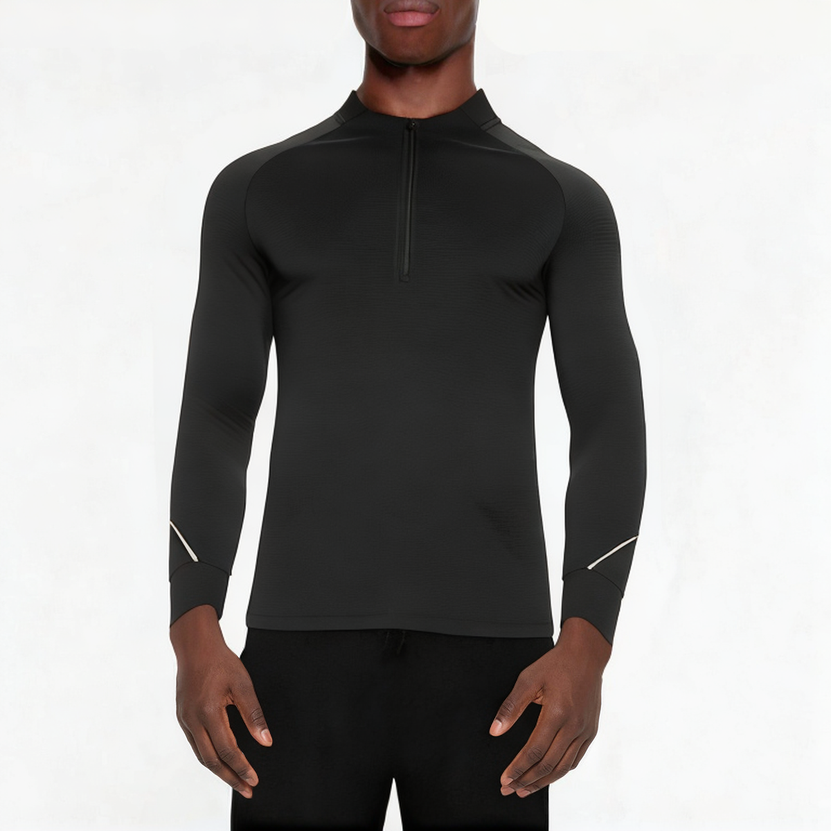 Black durable men's 1/4 zip sweatshirt