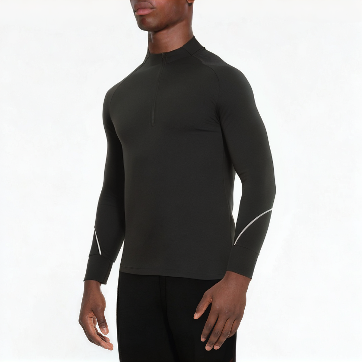 Black durable men's 1/4 zip sweatshirt