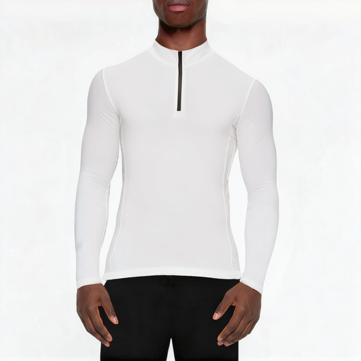 White durable and breathable men's 1/4 zip sweatshirt