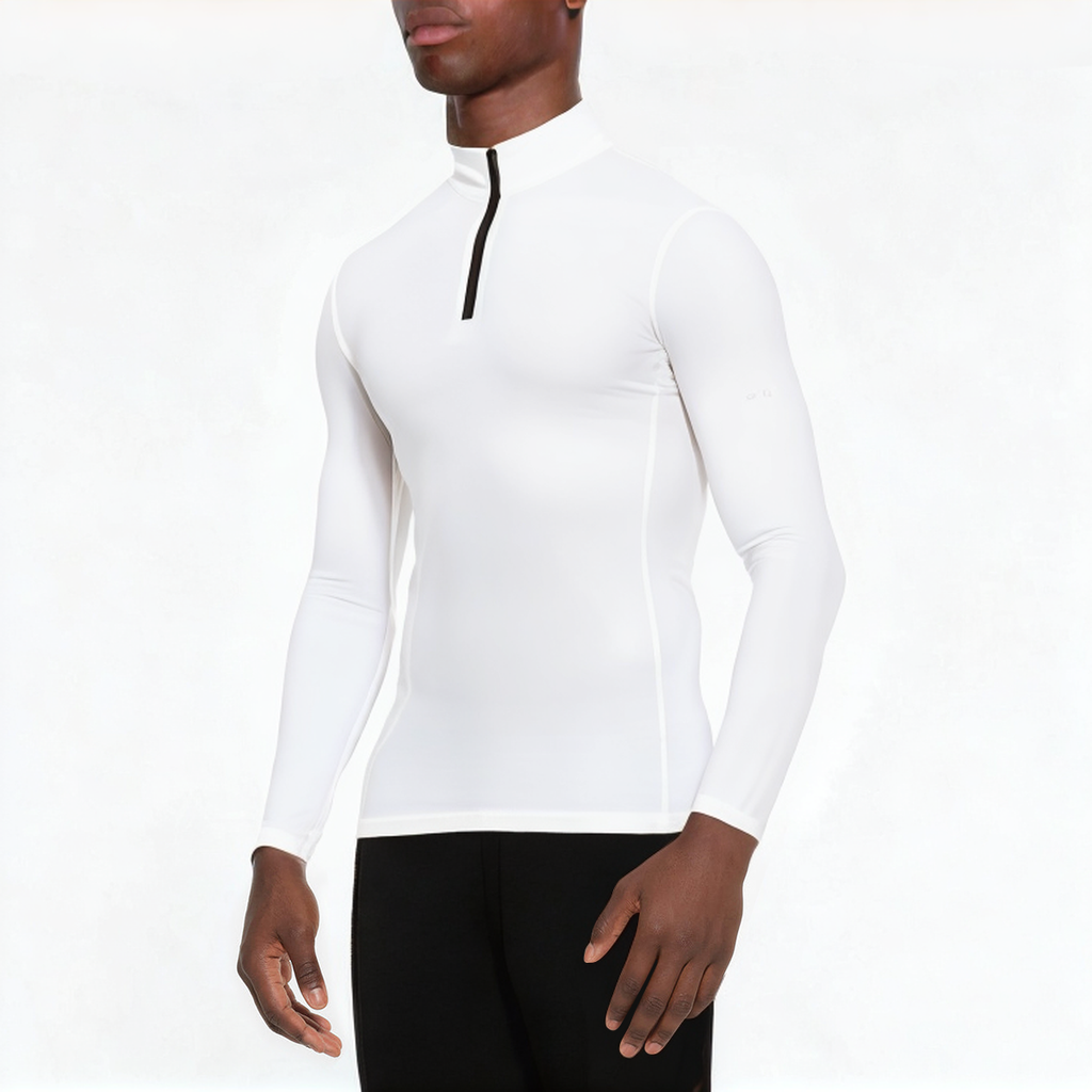 White durable and breathable men's 1/4 zip sweatshirt