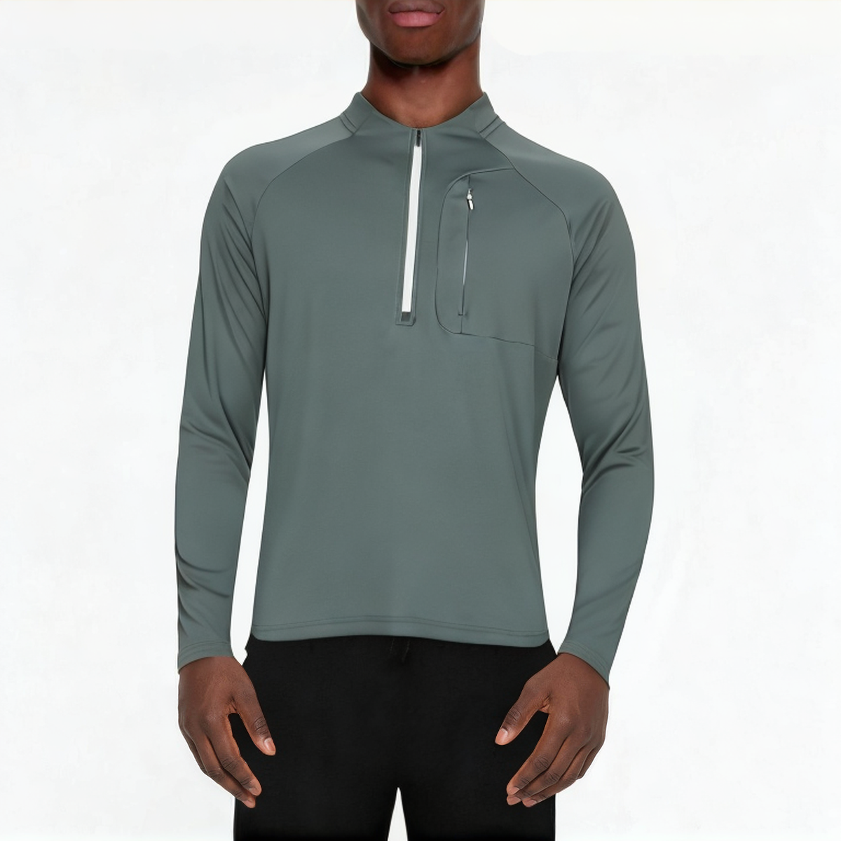 Grey anti-pilling men's 1/4 zip sweatshirt