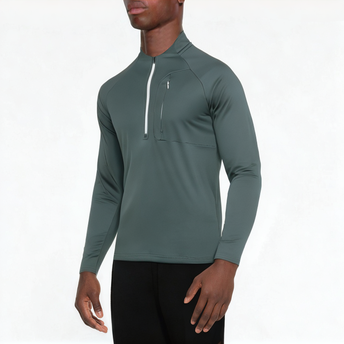 Grey anti-pilling men's 1/4 zip sweatshirt