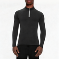 Black slim fit breathable men's 1/4 zip sweatshirt