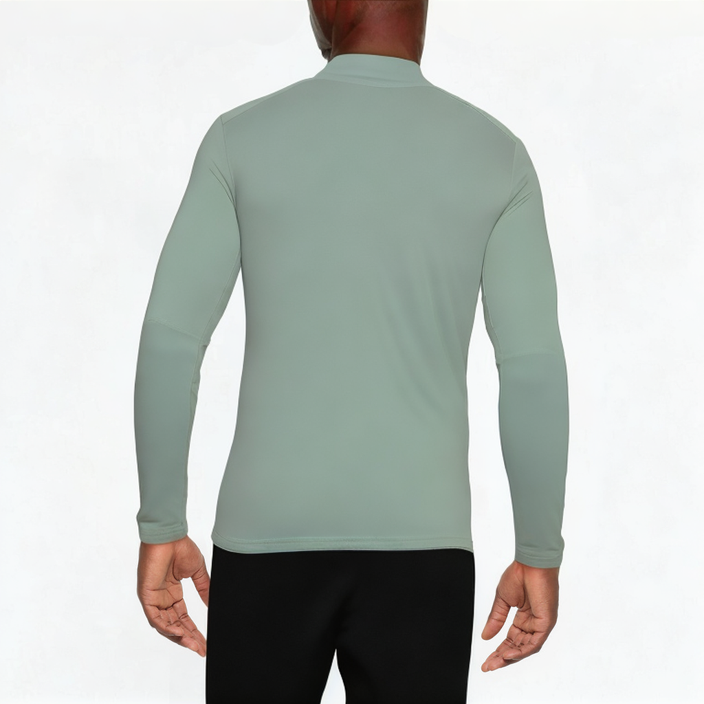 Green slim fit stand collar men's 1/4 zip sweatshirt