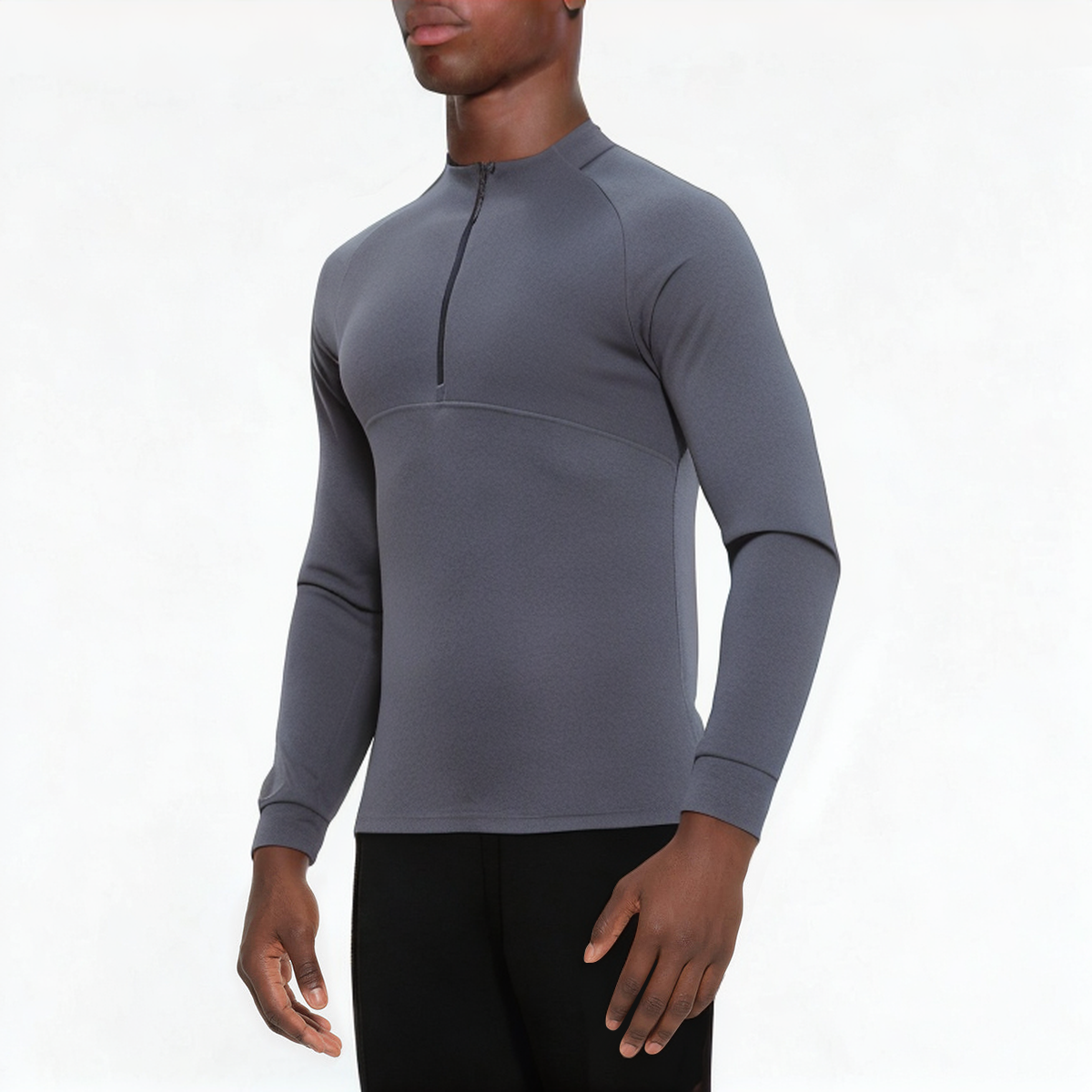 Dark grey warm men's 1/4 zip sweatshirt