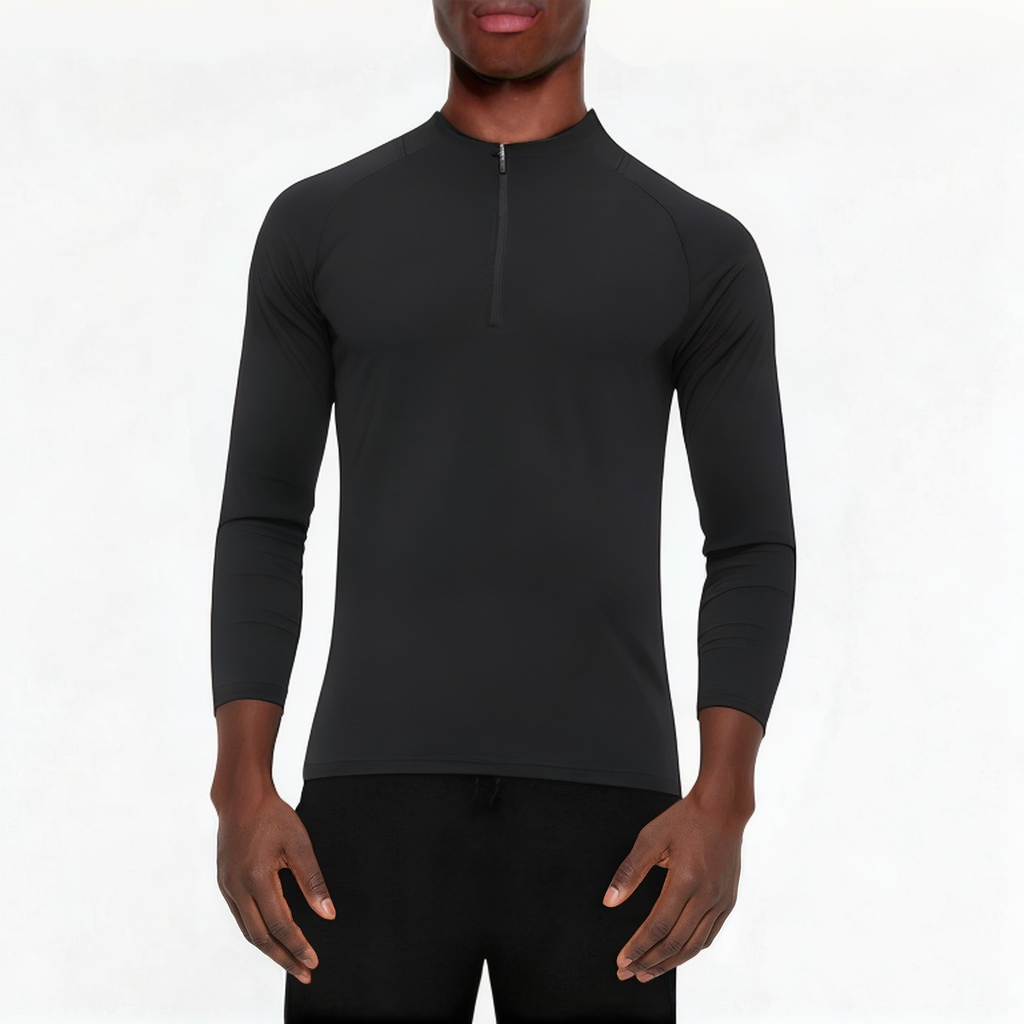 Crew neck elastic men's 1/4 zip sweatshirt