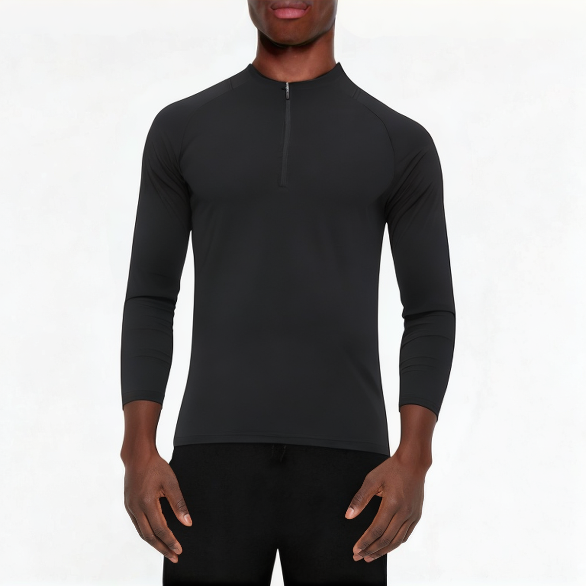 Crew neck elastic men's 1/4 zip sweatshirt