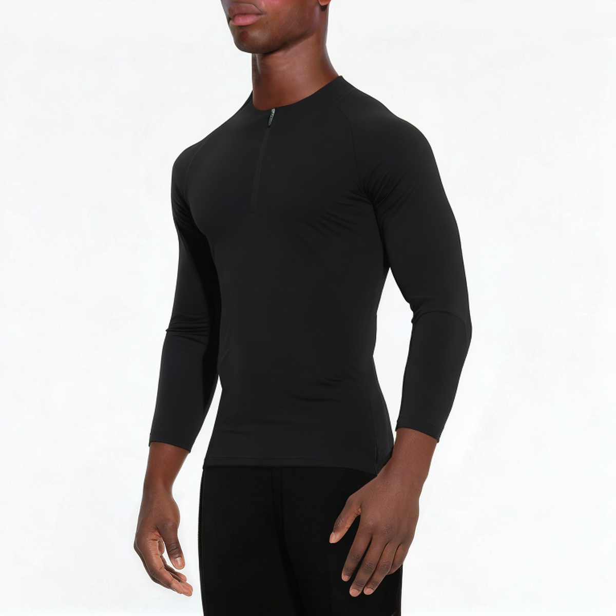 Crew neck elastic men's 1/4 zip sweatshirt