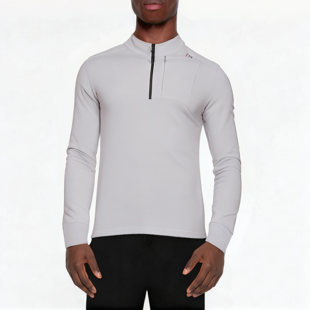 Light gray slim fit men's 1/4 zip sweatshirt