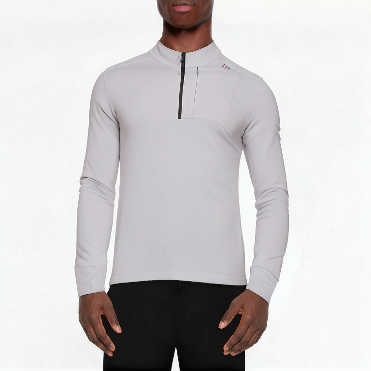 Light gray slim fit men's 1/4 zip sweatshirt