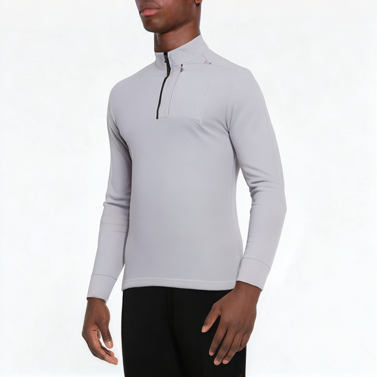 Light gray slim fit men's 1/4 zip sweatshirt