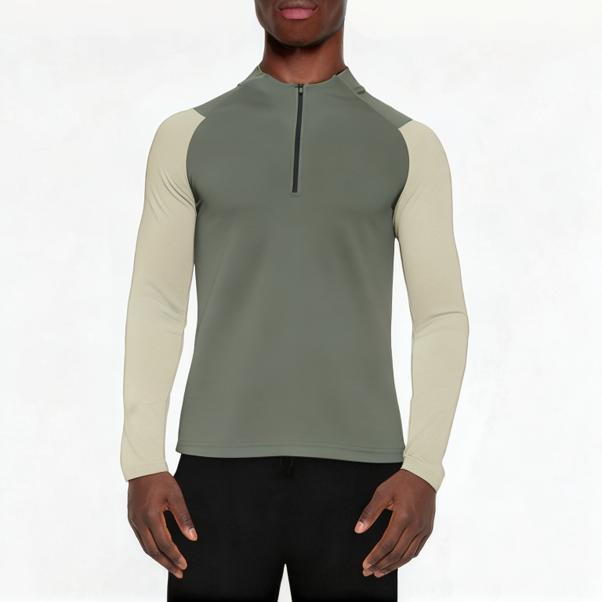 Men's 1/4 zip sweatshirt with colorblock stand collar