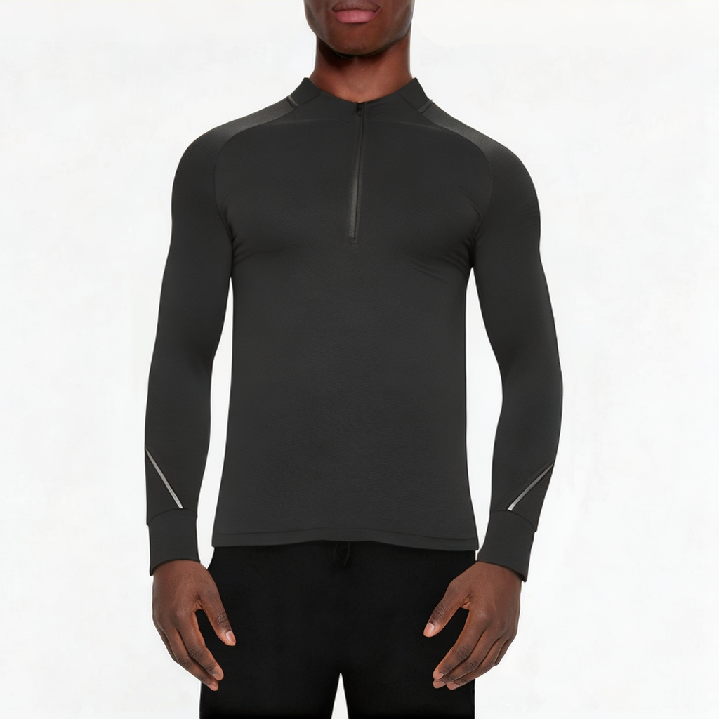 Black breathable men's 1/4-zip sweatshirt