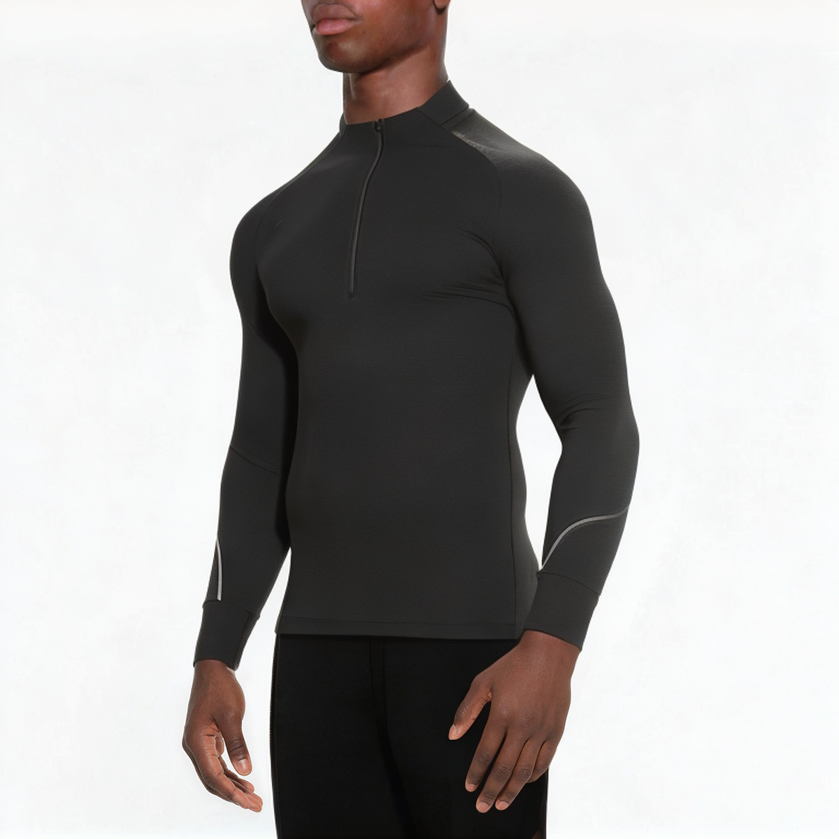 Black breathable men's 1/4-zip sweatshirt
