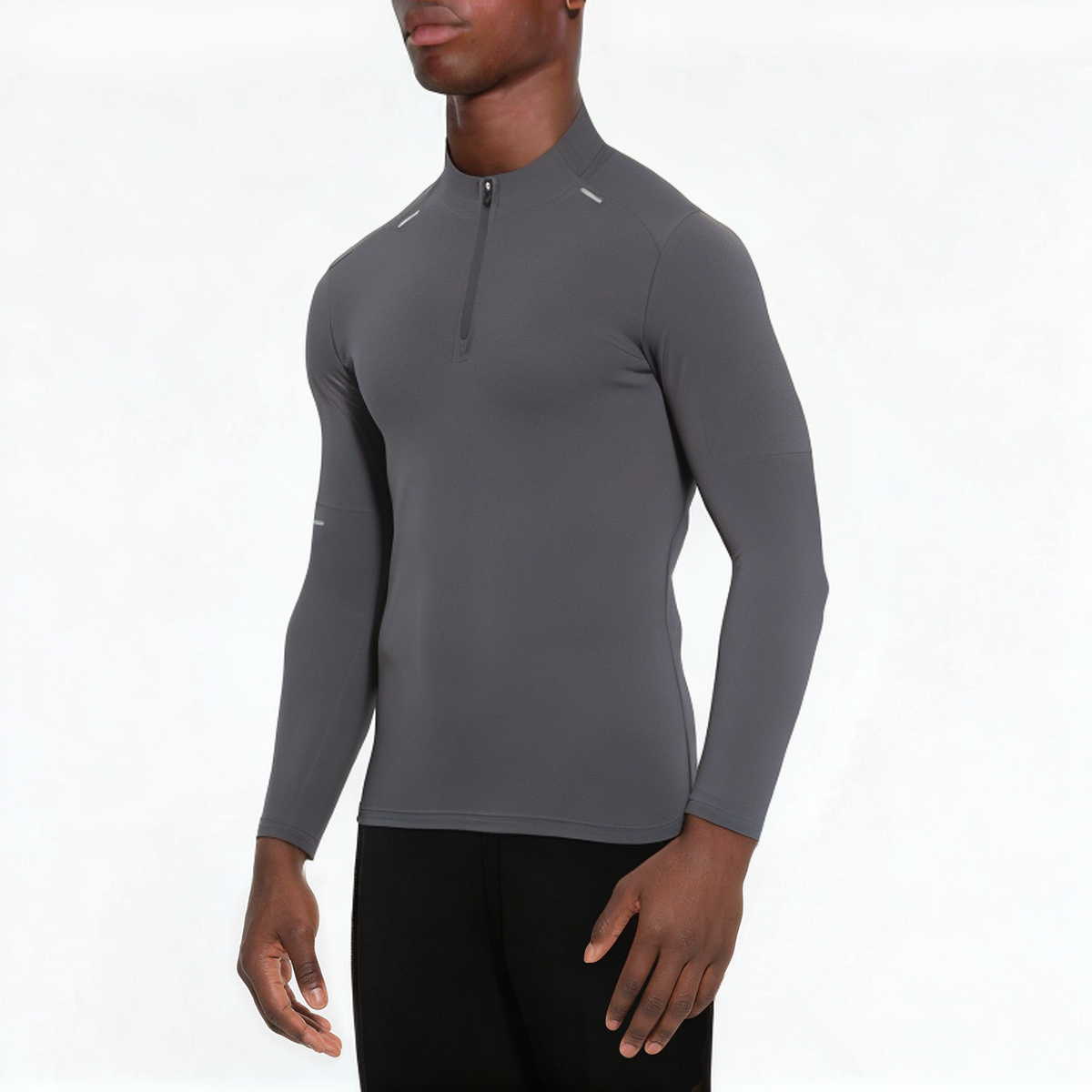 Gray quick-drying men's 1/4 zip sweatshirt