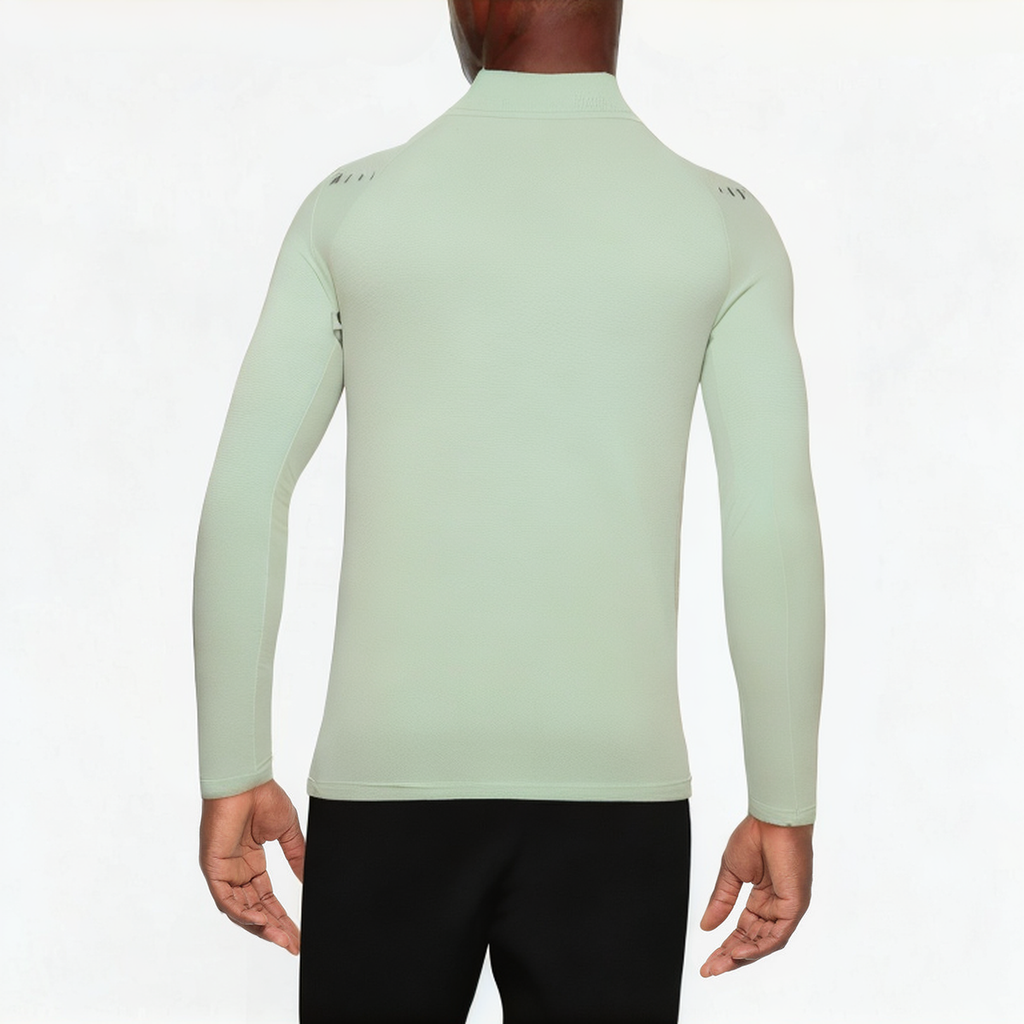 Green slim fit men's 1/4 zip sweatshirt