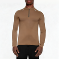 Brown slim-fit breathable men's 1/4 zip sweatshirt