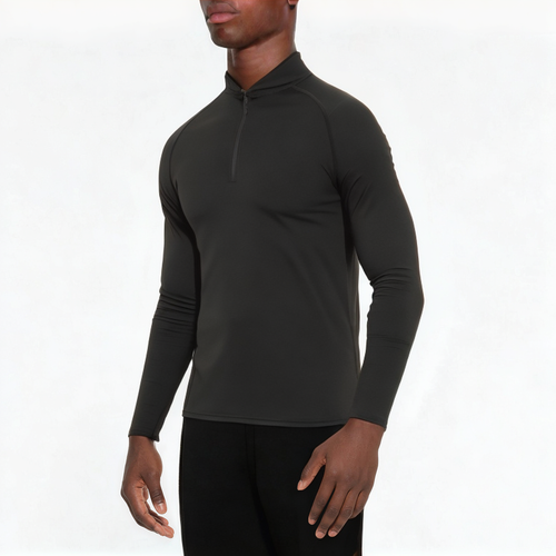 Black slim fit stretch men's 1/4 zip sweatshirt