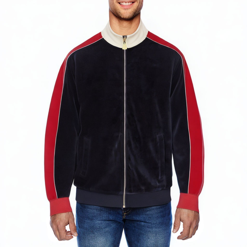 Comfortable color block men's track jacket