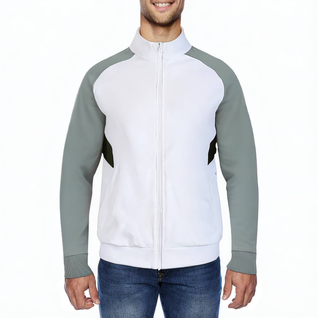 Stand collar color block men's track jacket