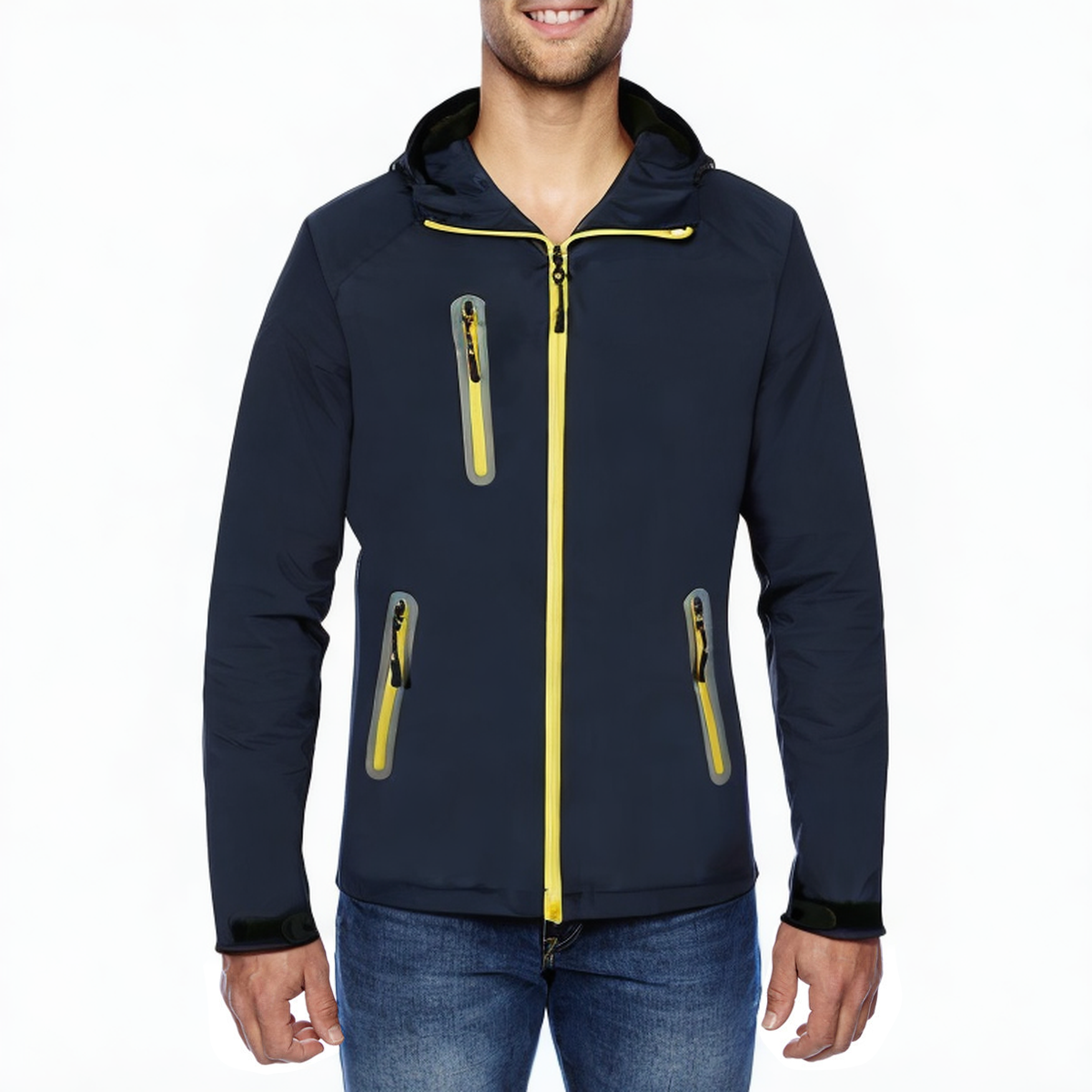Waterproof men's sports jacket with hood