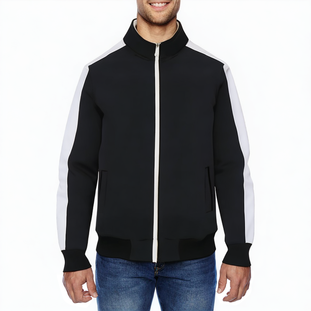 Men's slim-fit sports jacket with stand collar