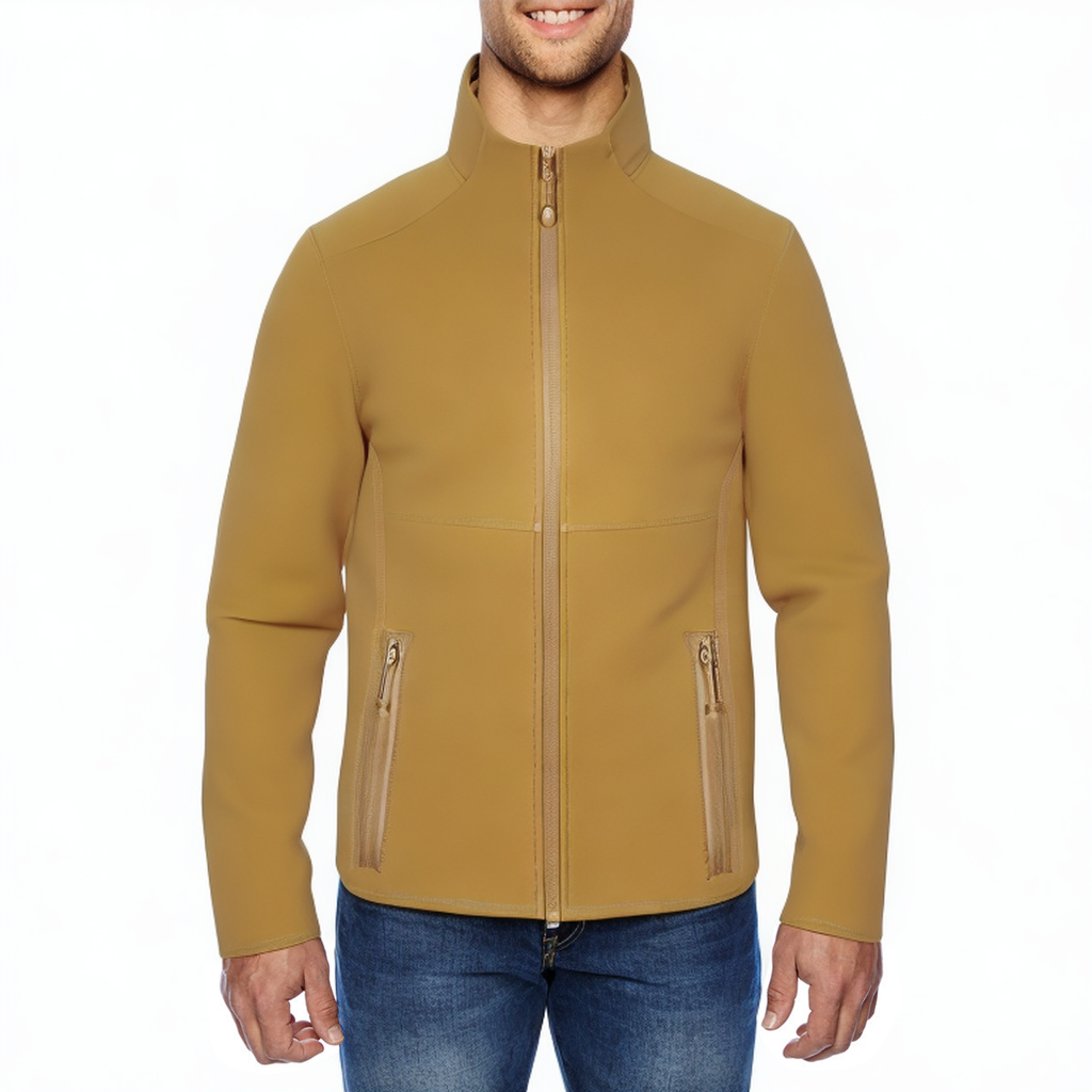 Yellow stand collar waterproof men's track jacket